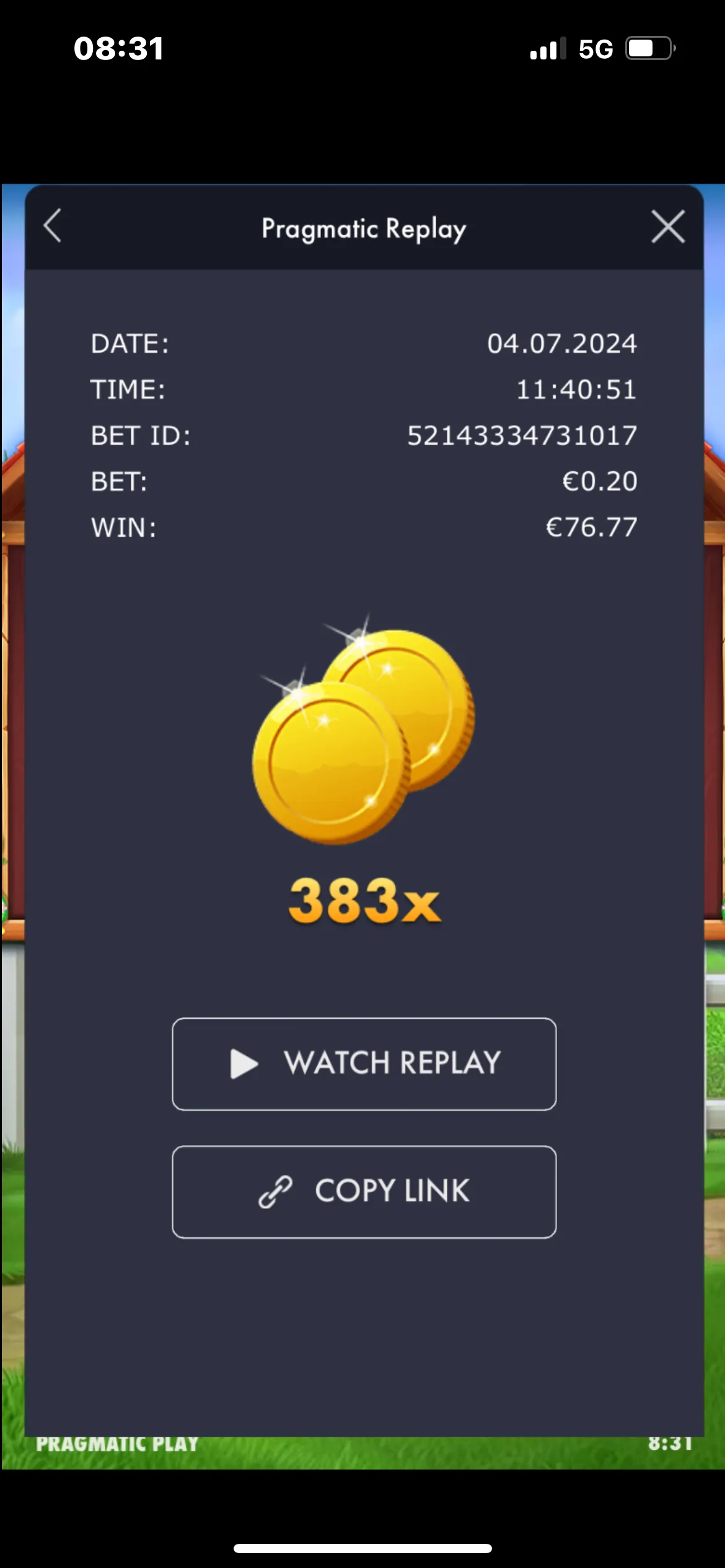 User provided screenshot