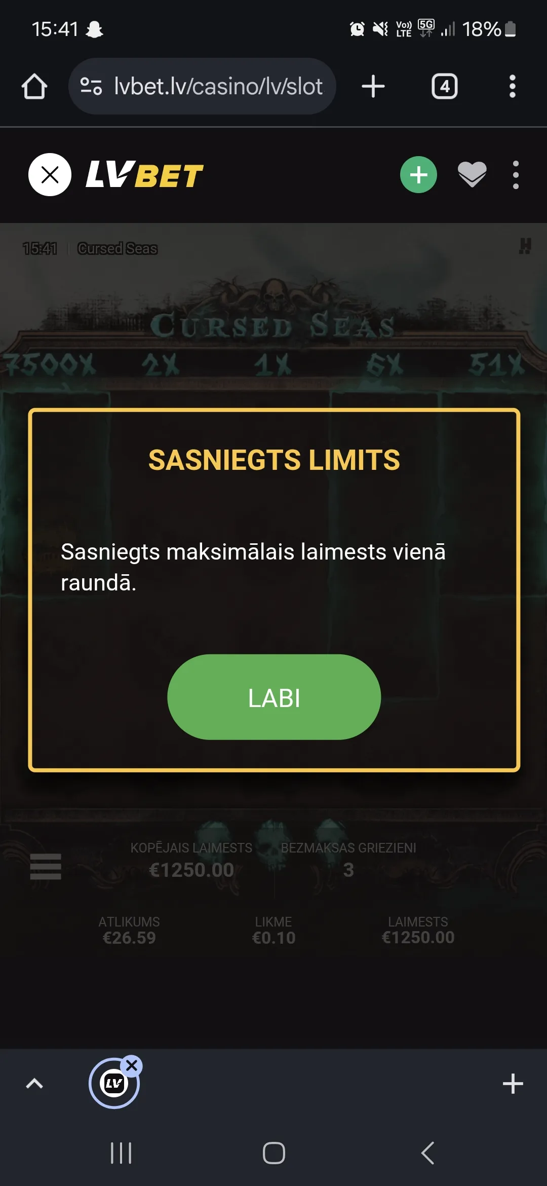 User provided screenshot